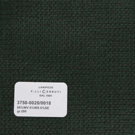 3750-0020/0018 Cerruti Lanificio - Vải Suit 100% Wool - Xanh Lá Trơn